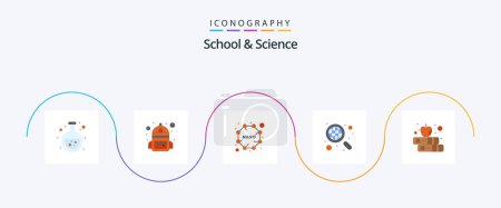 Illustration for School And Science Flat 5 Icon Pack Including read. research. formula. global research. discover - Royalty Free Image