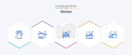 Illustration for Kitchen 25 Blue icon pack including . tool. ware. kitchen. pestle - Royalty Free Image
