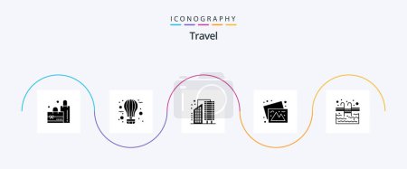 Ilustración de Travel Glyph 5 Icon Pack Incluyendo piscina. Viajar. edificios. fotos. infraestructura - Imagen libre de derechos