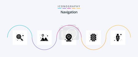 Ilustración de Navegación Glyph 5 Icon Pack Incluyendo smart. Navegante. ubicación. ubicación. tráfico - Imagen libre de derechos
