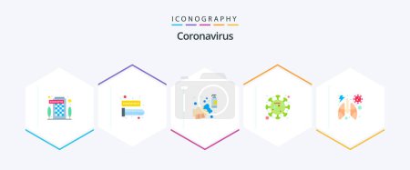 Illustration for Coronavirus 25 Flat icon pack including epidemic. spread. alcohol. corona. wash - Royalty Free Image
