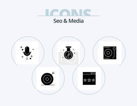 Ilustración de Seo and Media Glyph Icon Pack 5 Icon Design. optimization. market. ranking. engine. microphone - Imagen libre de derechos