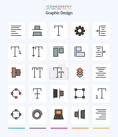 Ilustración de Creative Design 25 Line FIlled icon pack  Such As font. font. style. text. indent - Imagen libre de derechos