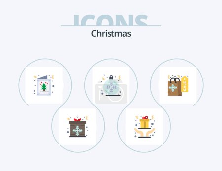 Illustration for Christmas Flat Icon Pack 5 Icon Design. shopping. winter. tree. snowflake. ball - Royalty Free Image