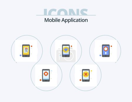 Illustration for Mobile Application Flat Icon Pack 5 Icon Design. mobile. wifi. application. phone. app - Royalty Free Image
