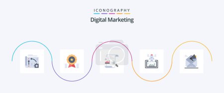 Illustration for Digital Marketing Flat 5 Icon Pack Including website. launch. medal. report. file - Royalty Free Image