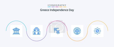 Illustration for Greece Independence Day Blue 5 Icon Pack Including sunshine. writer. astrology. typewriter. printer - Royalty Free Image