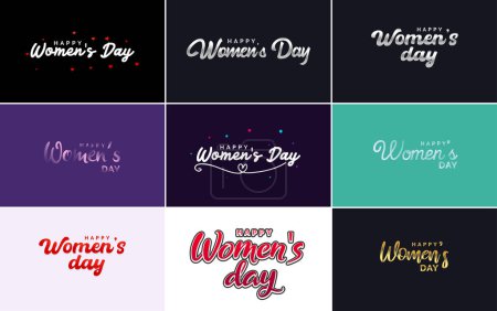Illustration for Set of Happy International Woman's Day signs and emblems vector design elements. signs. labels. badges collection - Royalty Free Image
