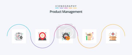 Téléchargez les illustrations : Product Management Flat 5 Icon Pack Including mind. thinking. administrator. idea. time - en licence libre de droit