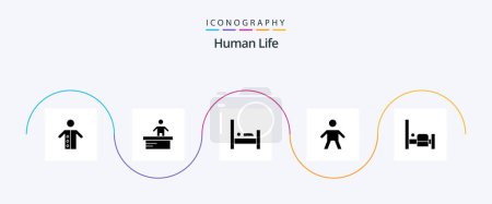 Ilustración de Paquete de iconos de Human Glyph 5 incluyendo dormitorio. Gente. trabajador. Chico. dormir - Imagen libre de derechos