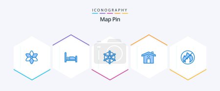 Illustration for Map Pin 25 Blue icon pack including . no. ship wheel. fire. travel - Royalty Free Image