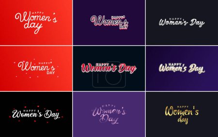 Ilustración de Pink Happy Women's Day typographical design elements International Women's Day icon and symbol; minimalist design for international Women's Day concept; vector illustration - Imagen libre de derechos