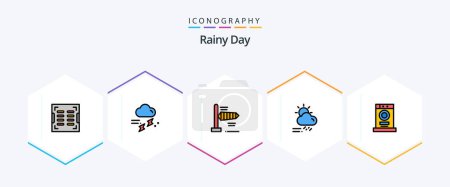 Illustration for Rainy 25 FilledLine icon pack including clothes. season. thunder. rainy. cloud - Royalty Free Image