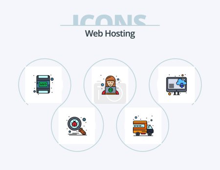 Illustration for Web Hosting Line Filled Icon Pack 5 Icon Design. home page. security. repair. link. http - Royalty Free Image