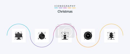 Ilustración de Christmas Glyph 5 Icon Pack Including tree. christmas tree. candle light. christmas. time - Imagen libre de derechos