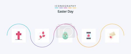 Illustration for Easter Flat 5 Icon Pack Including egg. massege. egg. holiday. bottle - Royalty Free Image