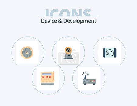 Téléchargez les illustrations : Device And Development Flat Icon Pack 5 Icon Design. interaction. security. education. webcam. education - en licence libre de droit
