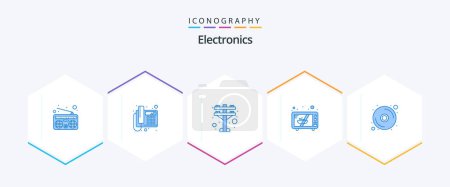 Illustration for Electronics 25 Blue icon pack including . dvd. electric tower. disk. oven - Royalty Free Image