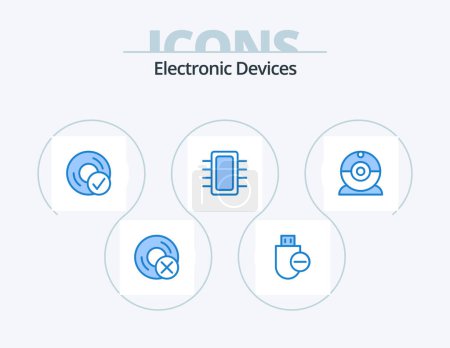 Illustration for Devices Blue Icon Pack 5 Icon Design. devices. board. remove. gadget. devices - Royalty Free Image