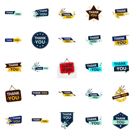 Illustration for 25 Professional Vector Elements to Convey Your Thanks - Royalty Free Image