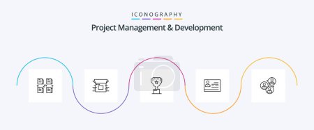 Ilustración de Project Management And Development Line 5 Icon Pack Including identity card. license. product. license to work. position - Imagen libre de derechos