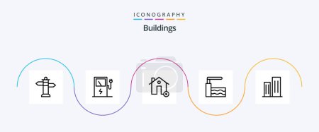 Téléchargez les illustrations : Buildings Line 5 Icon Pack Including district. buildings. clear. architecture. springboard - en licence libre de droit