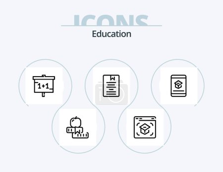 Ilustración de Education Line Icon Pack 5 Icon Design. learning. education. study. reading. knowledge - Imagen libre de derechos