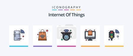 Illustration for Internet Of Things Line Filled 5 Icon Pack Including router. bag. mobile. shopping. ecommerce. Creative Icons Design - Royalty Free Image