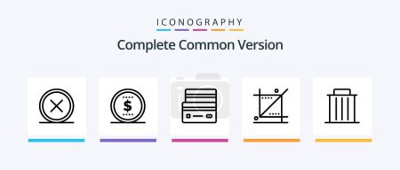 Illustration for Complete Common Version Line 5 Icon Pack Including on. basic. marketing. trash. recycle. Creative Icons Design - Royalty Free Image