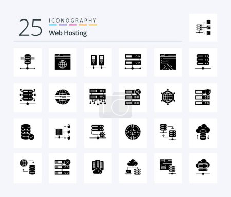 Illustration for Web Hosting 25 Solid Glyph icon pack including hosting center. data center . server . data - Royalty Free Image