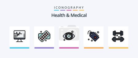 Ilustración de Salud y línea médica llenó el paquete de 5 iconos incluyendo. Rueda. atención médica. Médico. Limón. Diseño de iconos creativos - Imagen libre de derechos