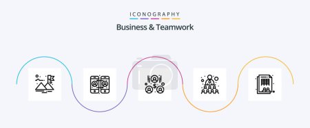 Illustration for Business And Teamwork Line 5 Icon Pack Including . table. team work. sheet. work - Royalty Free Image