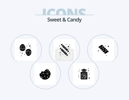 Téléchargez les illustrations : Sweet And Candy Glyph Icon Pack 5 Icon Design. camping. dessert. sweets. candy. sweets - en licence libre de droit