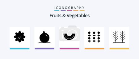 Ilustración de Fruits and Vegetables Glyph 5 Icon Pack Including . food. melon. cereal. meat. Creative Icons Design - Imagen libre de derechos