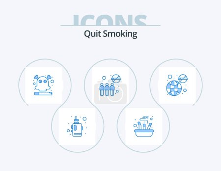 Illustration for Quit Smoking Blue Icon Pack 5 Icon Design. block. team. smoking. gathering. dangerous - Royalty Free Image