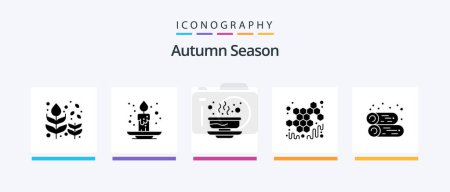 Téléchargez les illustrations : Autumn Glyph 5 Icon Pack Including viscous. honey. festival. autumn. food. Creative Icons Design - en licence libre de droit