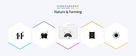 Illustration for Nature And Farming 25 Glyph icon pack including nature. bag. color. apple. farming - Royalty Free Image