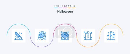 Téléchargez les illustrations : Halloween Blue 5 Icon Pack Including grave. death. halloween. cemetery. halloween - en licence libre de droit