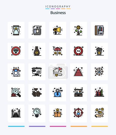 Ilustración de Creative Business Paquete de iconos de 25 líneas como el informe. anual. notificación. Dinero. flor - Imagen libre de derechos