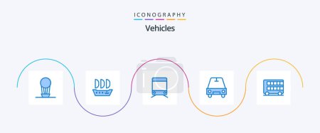 Illustration for Vehicles Blue 5 Icon Pack Including . london. transport. double. bus - Royalty Free Image