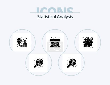 Illustration for Statistical Analysis Glyph Icon Pack 5 Icon Design. analysis. optimize. finance. development. research - Royalty Free Image