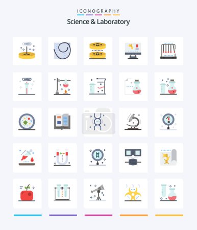 Illustration for Creative Science 25 Flat icon pack  Such As pendulum. science. bacteria. laboratory. biology - Royalty Free Image