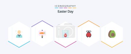 Illustration for Easter 25 Flat icon pack including egg. ladybug. holiday. insect. easter - Royalty Free Image
