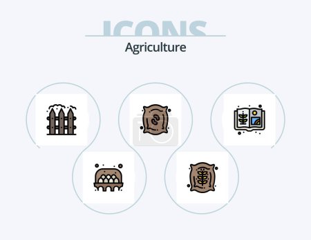 Téléchargez les illustrations : Agriculture Line Filled Icon Pack 5 Icon Design. plant. grower. agriculture. agriculture. garden - en licence libre de droit