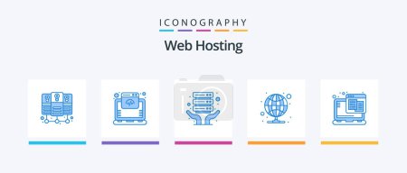 Illustration for Web Hosting Blue 5 Icon Pack Including web. web. server hosting. technology. proxy. Creative Icons Design - Royalty Free Image