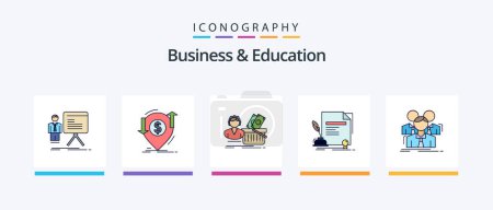 Illustration for Business And Education Line Filled 5 Icon Pack Including degree. female. sign. shopping. shopping. Creative Icons Design - Royalty Free Image