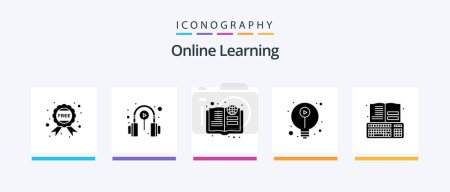 Illustration for Online Learning Glyph 5 Icon Pack Including education. knowledge. book. idea. education. Creative Icons Design - Royalty Free Image