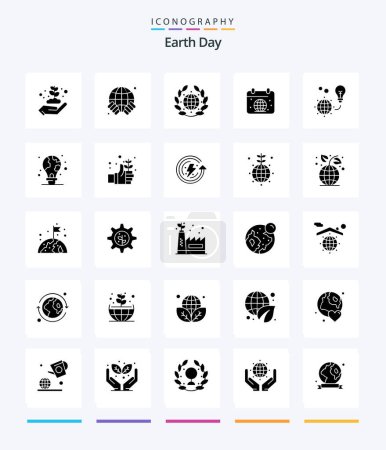 Téléchargez les illustrations : Creative Earth Day 25 Glyphe Solide Noir icône pack telle que la protection. globe. la terre. la terre. calandre - en licence libre de droit