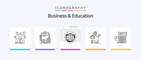 Ilustración de Business And Education Line 5 Icon Pack Incluye analítica. metas. garantía. portapapeles. negocios. Diseño de iconos creativos - Imagen libre de derechos