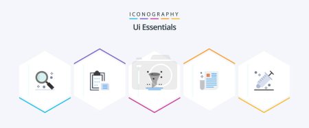 Illustration for Ui Essentials 25 Flat icon pack including page. news. paper. interface. interface - Royalty Free Image